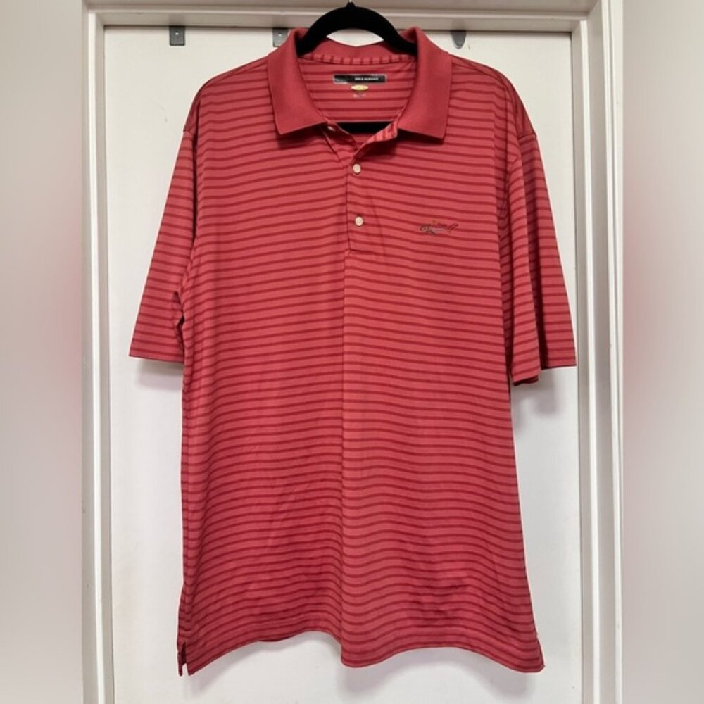 Greg Norman Collection striped performance polo - size XL red/coral